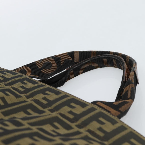 FENDI Zucca Canvas Handtasche Schwarz Braun Auth 183655
