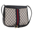 GUCCI GG Supreme Sherry Line Shoulder Bag PVC Navy Gold Auth 183657-1