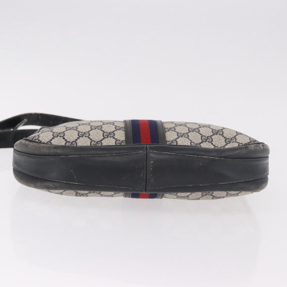 GUCCI GG Supreme Sherry Line Shoulder Bag PVC Navy Gold Auth 183657