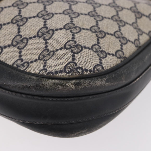 GUCCI GG Supreme Sherry Line Shoulder Bag PVC Navy Gold Auth 183657