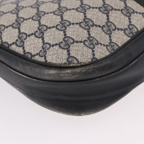 GUCCI GG Supreme Sherry Line Shoulder Bag PVC Navy Gold Auth 183657