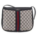 GUCCI GG Supreme Sherry Line Shoulder Bag PVC Navy Gold Auth 183657-2