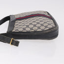 GUCCI GG Supreme Sherry Line Shoulder Bag PVC Navy Gold Auth 183657-4