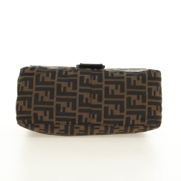 FENDI Zucca Canvas Shoulder Bag Black Brown Auth 183663V