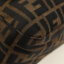 FENDI Zucca Canvas Shoulder Bag Black Brown Auth 183663V-14
