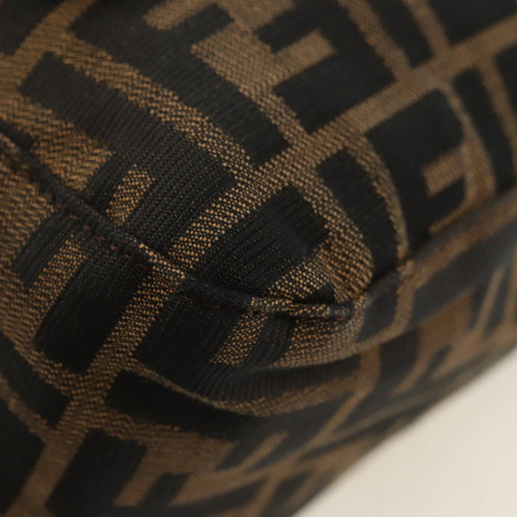 FENDI Zucca Canvas Shoulder Bag Black Brown Auth 183663V