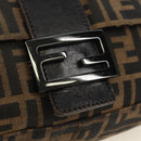 FENDI Zucca Canvas Shoulder Bag Black Brown Auth 183663V-18