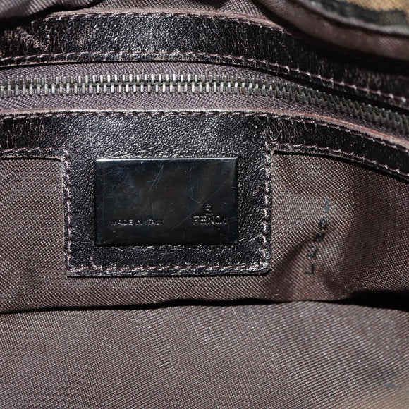 FENDI Zucca Canvas Shoulder Bag Black Brown Auth 183663V