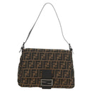 FENDI Zucca Canvas Shoulder Bag Black Brown Auth 183663V-13
