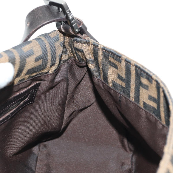 FENDI Zucca Canvas Shoulder Bag Black Brown Auth 183663V