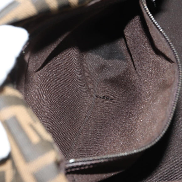 FENDI Zucca Canvas Shoulder Bag Black Brown Auth 183663V