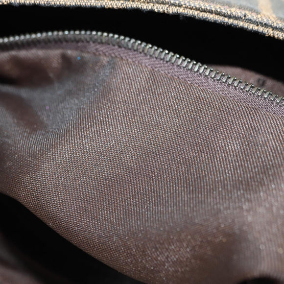 FENDI Zucca Canvas Shoulder Bag Black Brown Auth 183663V