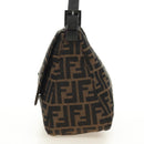 FENDI Zucca Canvas Shoulder Bag Black Brown Auth 183663V-3