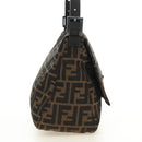 FENDI Zucca Canvas Shoulder Bag Black Brown Auth 183663V-4