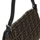 FENDI Zucca Canvas Shoulder Bag Black Brown Auth 183663V-6
