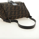 FENDI Zucca Canvas Shoulder Bag Black Brown Auth 183663V-7