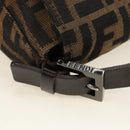 FENDI Zucca Canvas Shoulder Bag Black Brown Auth 183663V-8