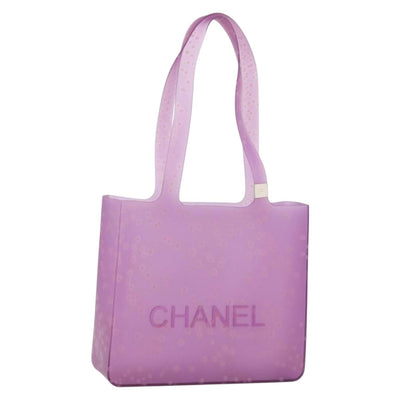 CHANEL Tote Bag Rubber Purple CC Auth 183664
