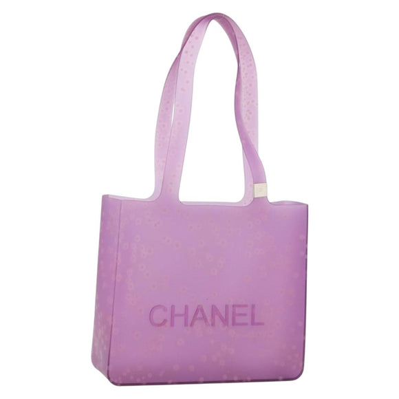 CHANEL Tote Bag Rubber Purple CC Auth 183664