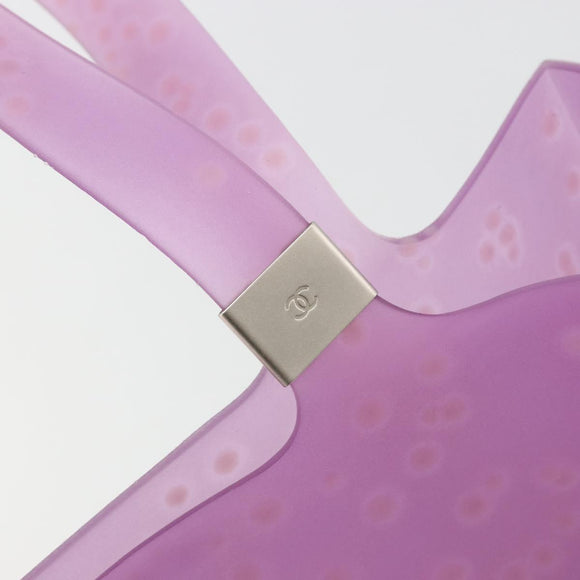CHANEL Tote Bag Rubber Purple CC Auth 183664