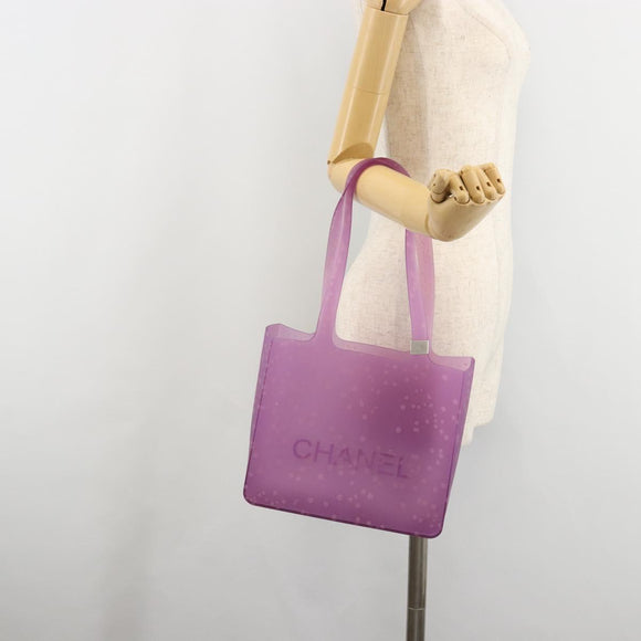 CHANEL Tote Bag Rubber Purple CC Auth 183664