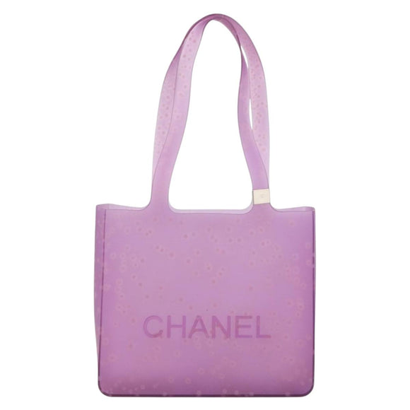 CHANEL Tote Bag Rubber Purple CC Auth 183664