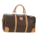 CELINE Macadam Canvas Boston Bag PVC Leather Brown Gold Auth 183666V-1
