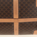 CELINE Macadam Canvas Boston Bag PVC Leather Brown Gold Auth 183666V-14