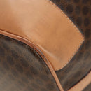 CELINE Macadam Canvas Boston Bag PVC Leather Brown Gold Auth 183666V-16