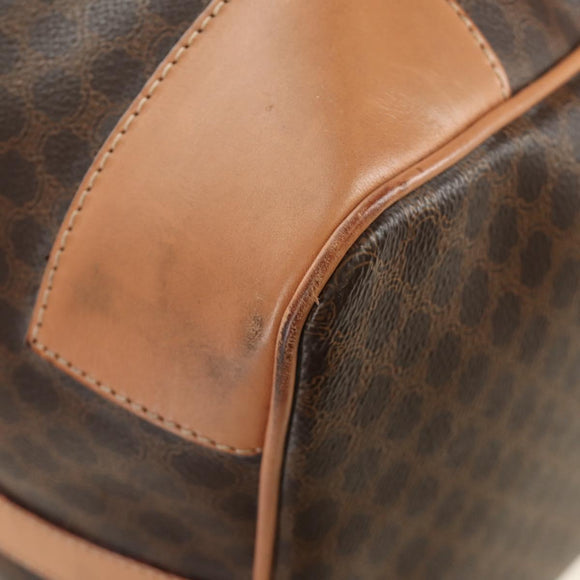 CELINE Macadam Canvas Boston Bag PVC Leather Brown Gold Auth 183666V