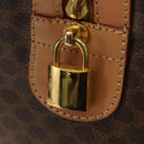 CELINE Macadam Canvas Boston Bag PVC Leather Brown Gold Auth 183666V-21