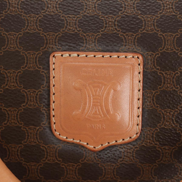 CELINE Macadam Canvas Boston Bag PVC Leather Brown Gold Auth 183666V
