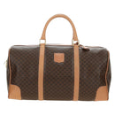 CELINE Macadam Canvas Boston Bag PVC Leather Brown Gold Auth 183666V-13