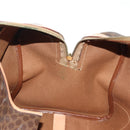 CELINE Macadam Canvas Boston Bag PVC Leather Brown Gold Auth 183666V-27