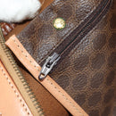 CELINE Macadam Canvas Boston Bag PVC Leather Brown Gold Auth 183666V-29