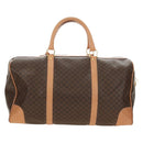 CELINE Macadam Canvas Boston Bag PVC Leather Brown Gold Auth 183666V-2