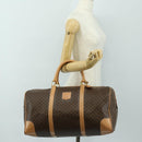 CELINE Macadam Canvas Boston Bag PVC Leather Brown Gold Auth 183666V-31