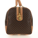 CELINE Macadam Canvas Boston Bag PVC Leather Brown Gold Auth 183666V-4