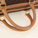 CELINE Macadam Canvas Boston Bag PVC Leather Brown Gold Auth 183666V-8