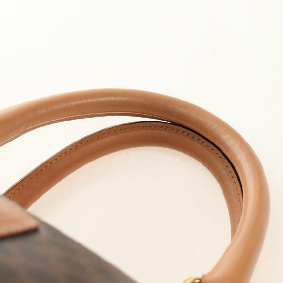 CELINE Macadam Canvas Boston Bag PVC Leather Brown Gold Auth 183666V