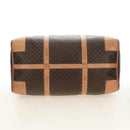 CELINE Macadam Canvas Boston Bag PVC Leather Brown Gold Auth 183666V-5