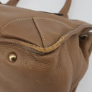 PRADA Hand Bag Leather Brown Gold Auth 183668A-7
