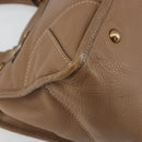 PRADA Hand Bag Leather Brown Gold Auth 183668A-18