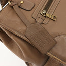 PRADA Hand Bag Leather Brown Gold Auth 183668A-20