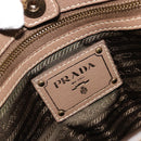 PRADA Hand Bag Leather Brown Gold Auth 183668A-21