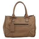 PRADA Hand Bag Leather Brown Gold Auth 183668A-13