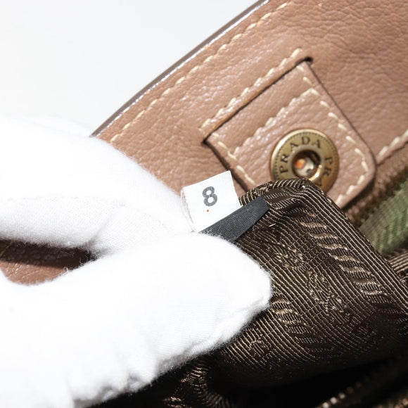 PRADA Hand Bag Leather Brown Gold Auth 183668A