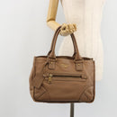 PRADA Hand Bag Leather Brown Gold Auth 183668A-27