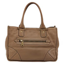 PRADA Hand Bag Leather Brown Gold Auth 183668A-2