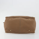 PRADA Hand Bag Leather Brown Gold Auth 183668A-5